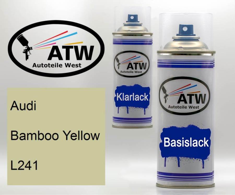 Audi, Bamboo Yellow, L241: 400ml Sprühdose + 400ml Klarlack - Set, von ATW Autoteile West.